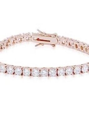 Rose Gold Tennis Bracelet with Clear Stones - Women Jewelry
